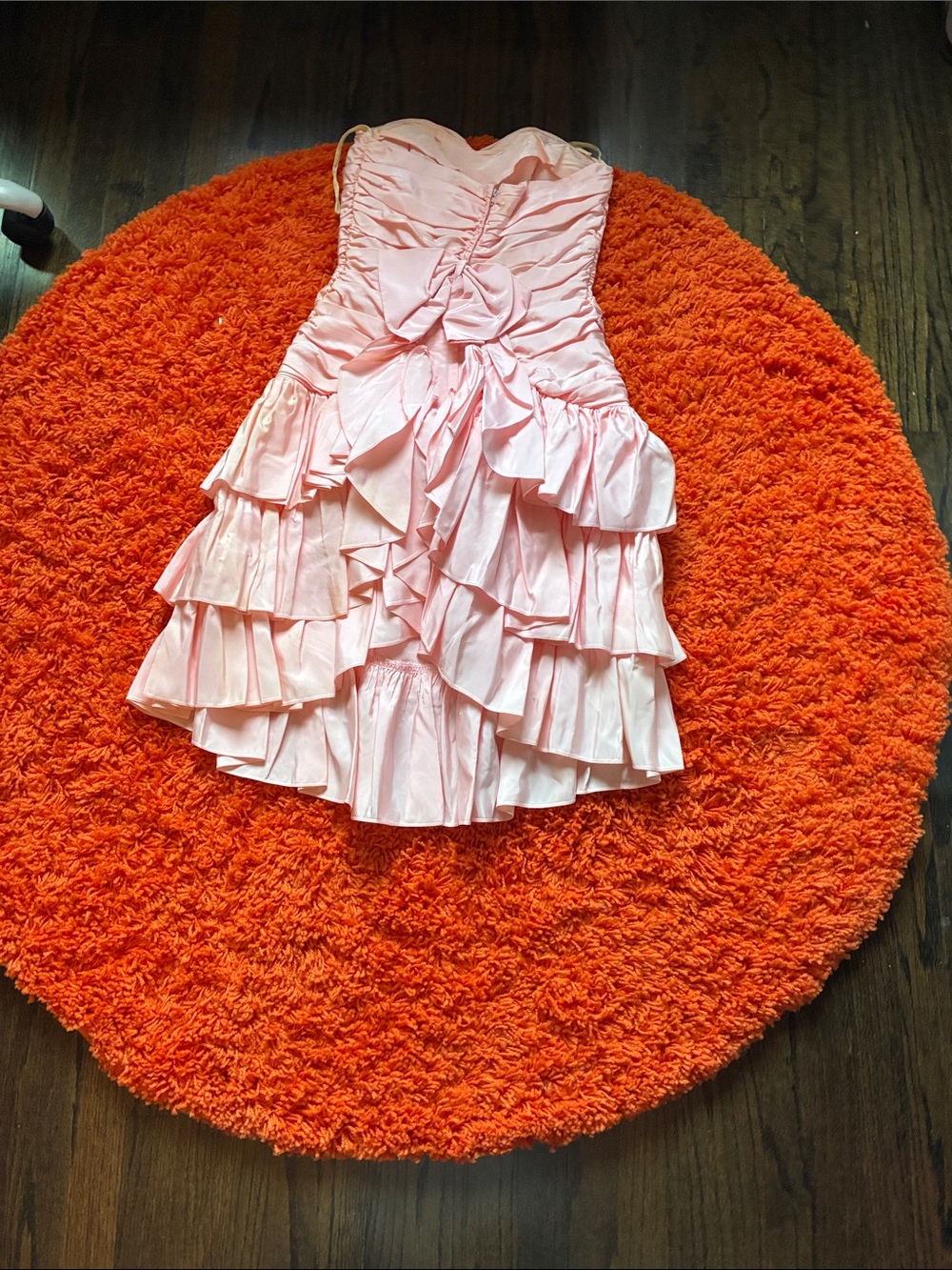 Strapless Pink Ruffle Cocktail Dress
